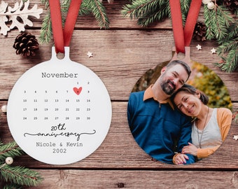 20th Anniversary Ornament, 20th Anniversary Gift For Couple, 20 Year Anniversary Gift For Wife, Personalized 20th Anniversary Ornament Photo