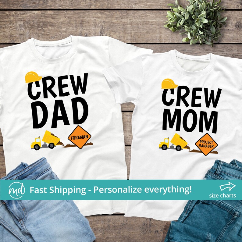 Crew Sis Shirt, Matching Sister Construction Shirt, Crew Sister Construction Tshirt, Coordinating Family Construction Birthday Shirts image 5