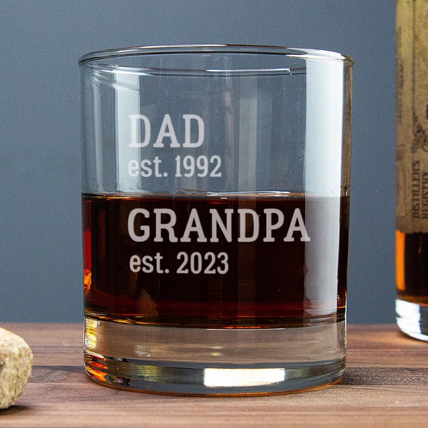 Grandpa Whiskey Glass, New Grandpa Gift ideas, Grandpa Pregnancy Announcement Gift, Custom Whiskey Glass, Grandpa Est 2024, Dad Grandpa Gift