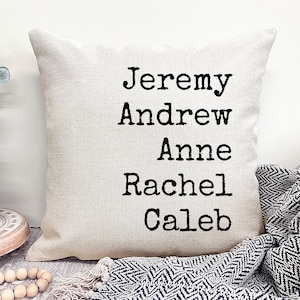 Personalized Family Names Pillow, Family Pillow Cover, Grandkids Names Pillow Case, Throw Pillow with Names, Custom Home Decor Gift for Mom