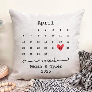 Personalized Wedding Pillow With Date, Wedding Date Pillow, Personalized Wedding Gift For Couple Married Pillow, Wedding Anniversary Pillow