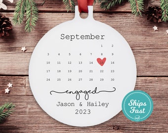 Engagement Ornament With Calendar, Engaged Ornament Personalized Engagement Gifts, Engaged 2024 Engagement Christmas Ornament Gift ORN-030
