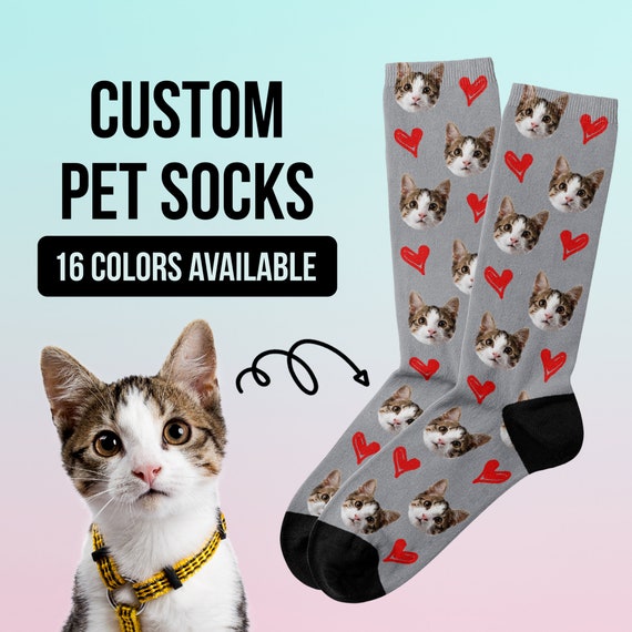 Custom Cat Socks, Pet Photo Socks, Personalized Pet Socks, Cat Lover Gift,  Cat Mom Gift, Customized Cat Socks, Personalized Cat Socks 