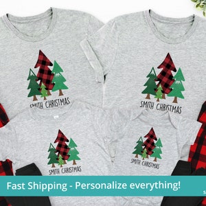 Family Christmas Pajamas Personalized Matching Christmas Pajamas Family, Buffalo Plaid Pajamas, Christmas Tree Pajamas For Christmas