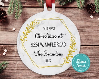 Our First Christmas At Home Ornament, First Home Ornament 2024, First Home Ornament Custom, Christmas Ornament For New Home Address ORN-087