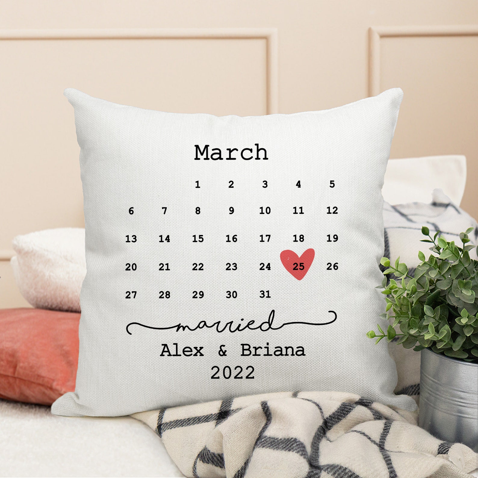 Personalized Wedding Pillow With Date Wedding Date Pillow Etsy