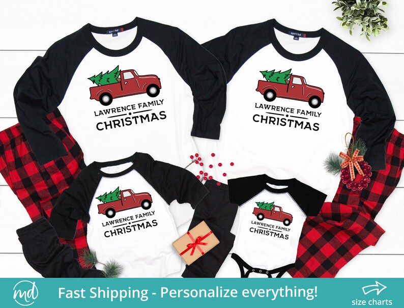 Matching Family Christmas Pajama Bottoms, Christmas PJs Family Set, Personalized Christmas Pajamas Kids, Family Christmas Shirts afbeelding 1