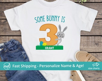 Some Bunny Is Three Boys Easter Birthday Shirt, Some Bunny Is 3 Birthday Shirt, Personalized Toddler Boy Easter Shirt, Bunny Birthday Shirt