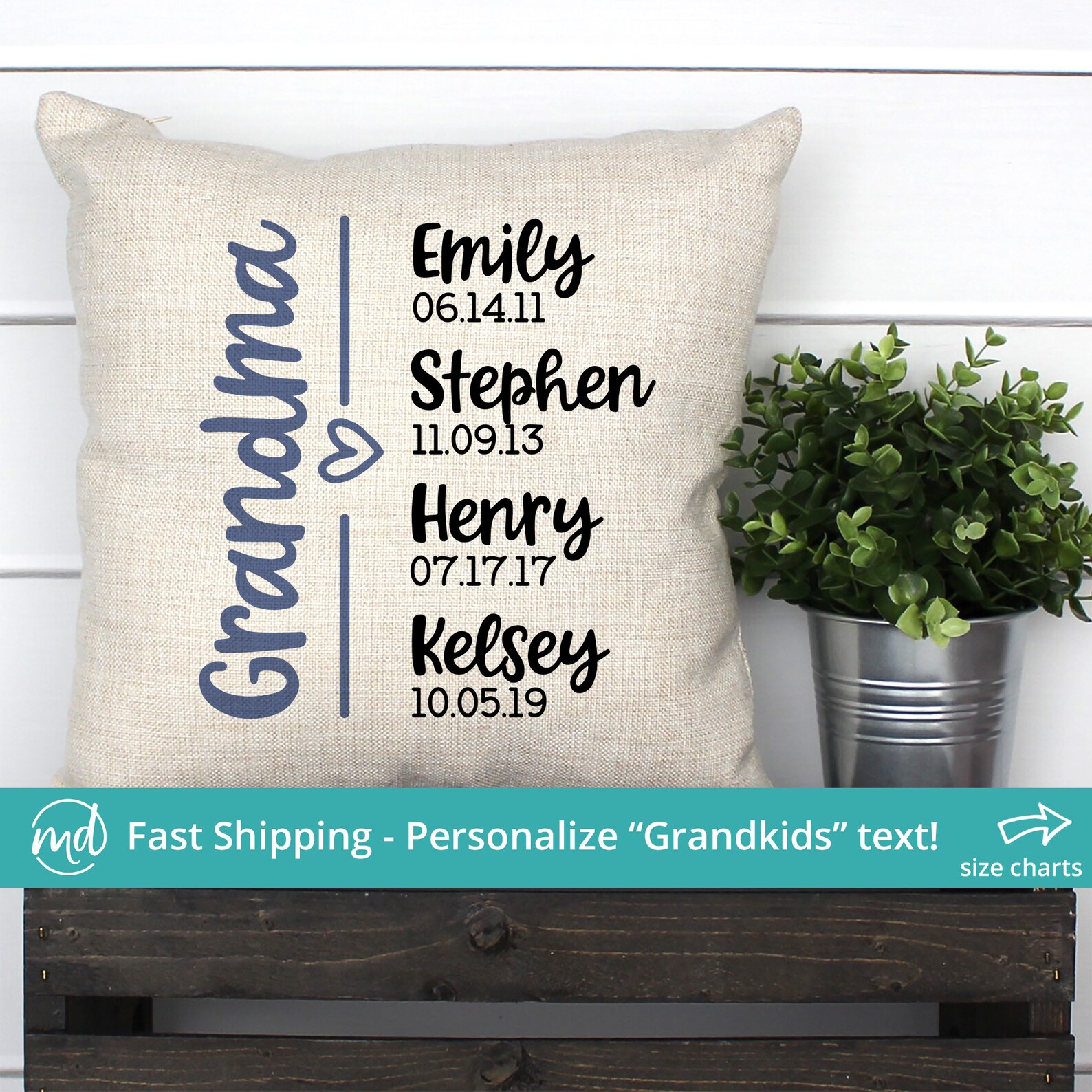 Personalized Grandparent Pillows Grandkids Names Pillow Etsy