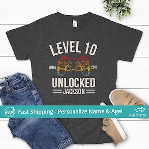 Level 10 Unlocked Birthday Shirt, Awesome Since 2016 Shirt, Gamer Birthday Shirt Boys 10th Birthday Shirt, Video Game Birthday Shirt 10 Boy