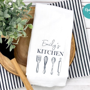 Custom Tea Towels Personalized Dish Towel, Custom Kitchen Towels, Name Kitchen Towel, Custom Name Tea Towel, Mother&#39;s Day Tea Towel
