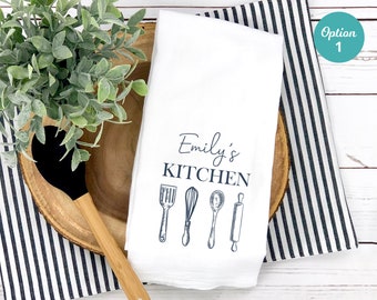 Custom Tea Towels Personalized Dish Towel, Custom Kitchen Towels, Name Kitchen Towel, Custom Name Tea Towel, Mother's Day Tea Towel