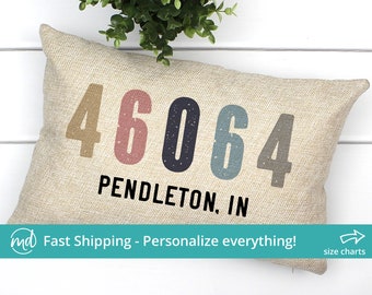 zip code pillows etsy