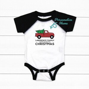 Matching Family Christmas Pajama Bottoms, Christmas PJs Family Set, Personalized Christmas Pajamas Kids, Family Christmas Shirts Black/White Bodysuit