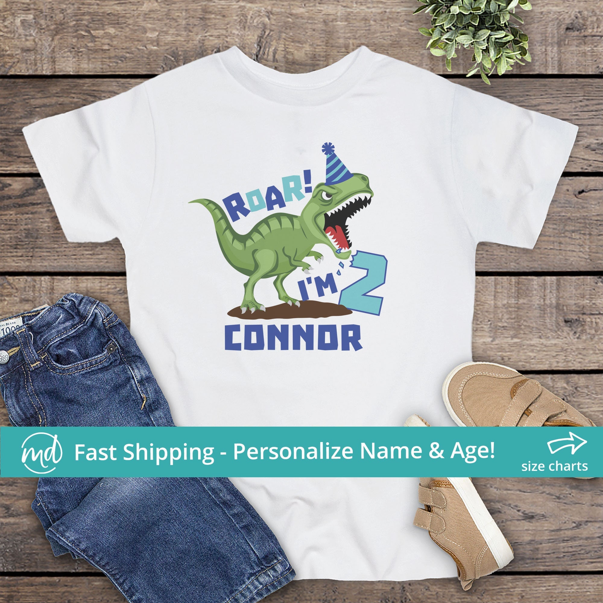 Dinosaur Birthday Shirt 2, Dinosaur 2nd 