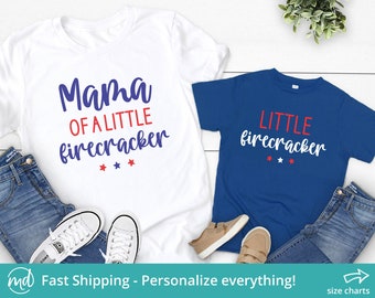 Mama Of A Little Firecracker Shirt, Mom And Me 4th Of July Shirt, Mother Daughter 4th Of July Outfit, Fourth Of July Matching Shirts