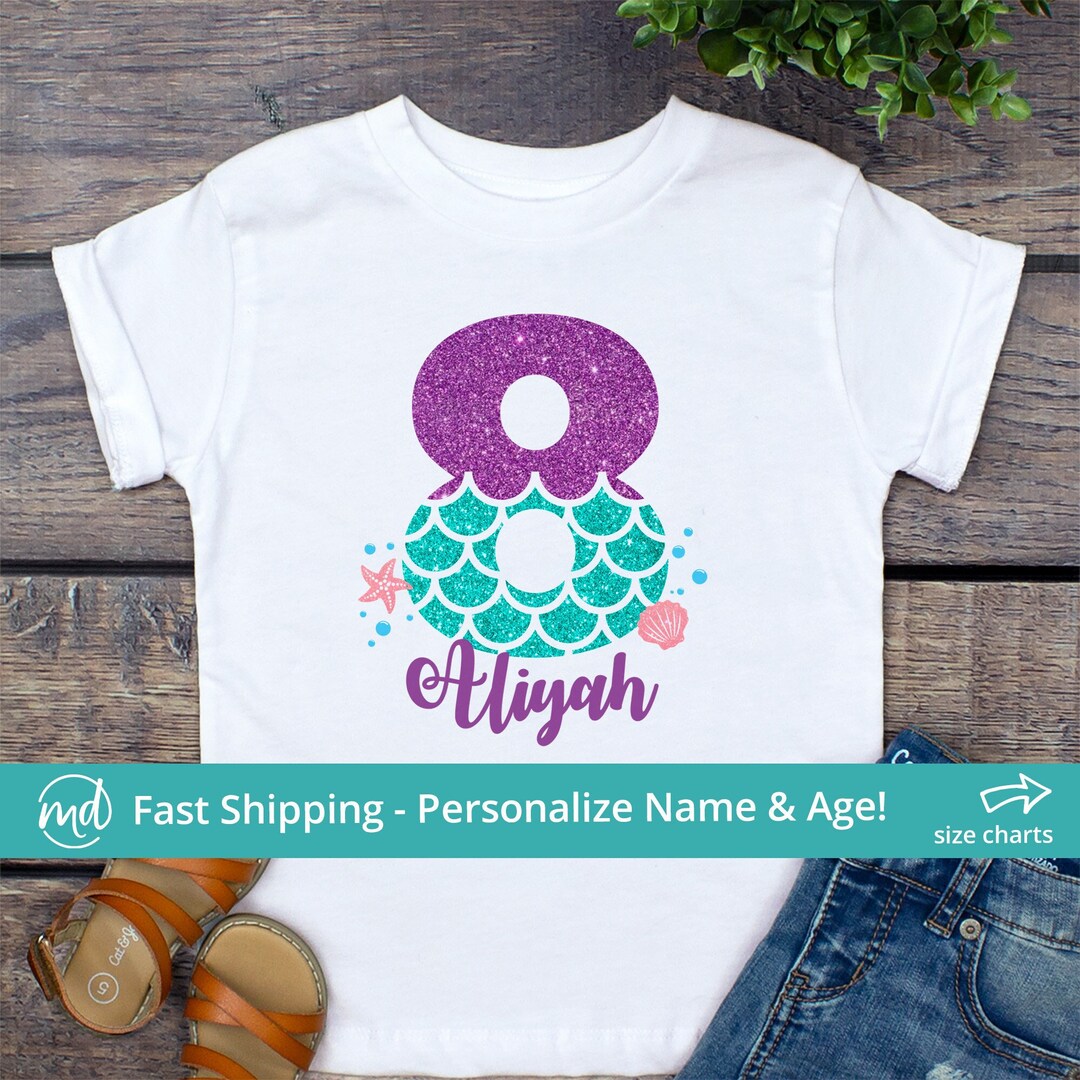 Tenue D'anniversaire Personnalisée Sirène - Body Ou T-shirt Sirène, Fait Main, Neuf