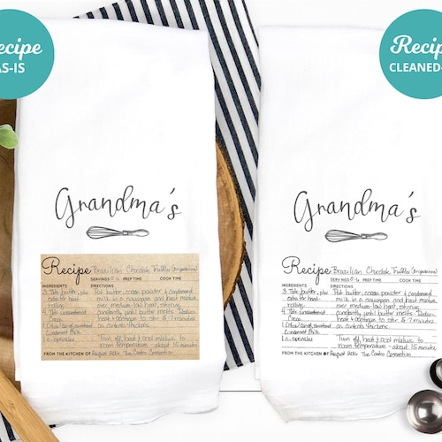 Handwritten Recipe Tea Towel Recipe Towel Personalized Recipe Kitchen Towel With Recipe, Family Recipe Towel, Recipe Dish Towel
