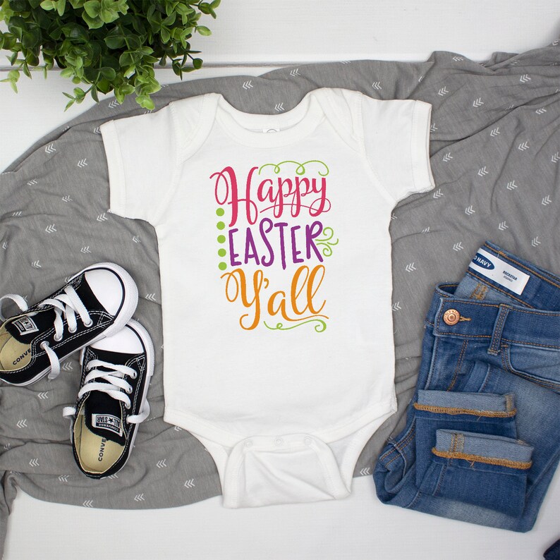 Easter Shirt For Baby Girl Happy Easter Baby Outfit EAS-025 Baby Girl Easter Outfit Newborn Easter Girl Outfit Baby Happy Easter Yall