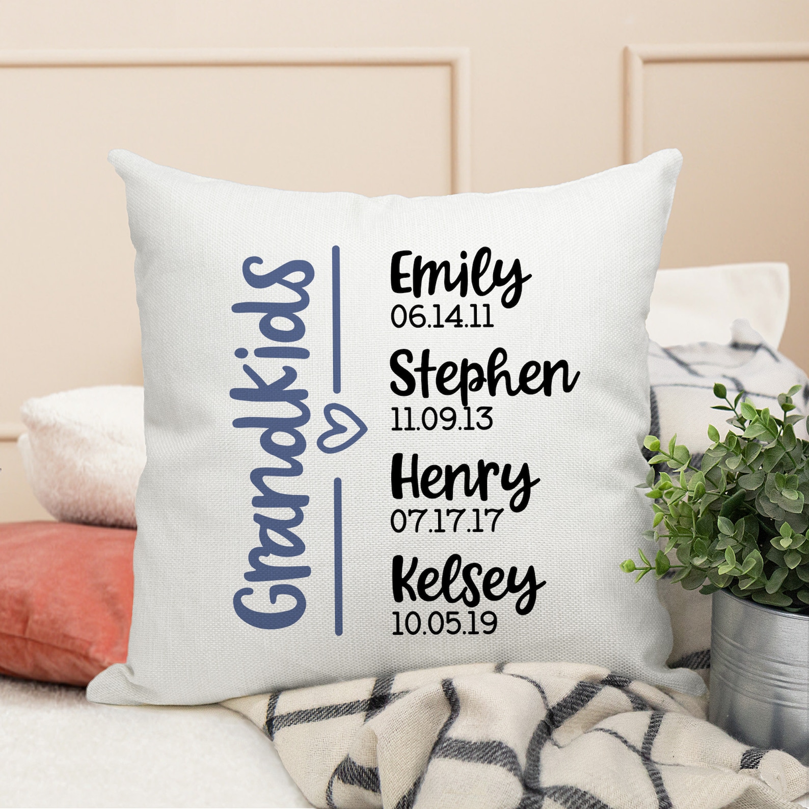 Personalized Grandparent Pillows Grandkids Names Pillow Etsy