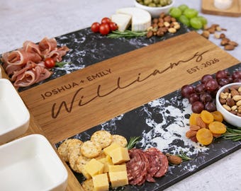 Black Marble Charcuterie Board Personalized, Serving Tray, Charcuterie Boards, Wedding Gifts, Bridal Shower Gift, Engagement Gift for Couple