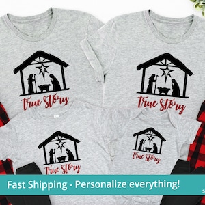 True Story Nativity Shirt, Christian Pajamas Sets, Christian Christmas Shirts, Christian Family Christmas Pajamas, Nativity Pajamas Family