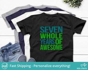 Seventh Birthday Shirt Boy, 7th Birthday Shirt Boy 7 Year Old Boy Birthday Shirt, Seven Year Old Birthday Gift, Seven Whole Years of Awesome