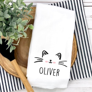 Custom Cat Hand Towel, Cat Kitchen Towels, Personalized Cat Towels, Cat Home Decor, Cat Dad Gift, Custom Cat Gift for Her, Cat Mom Gifts