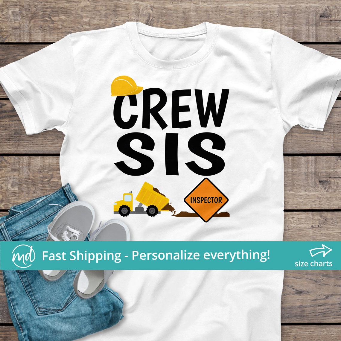 1st birthday construction shirt