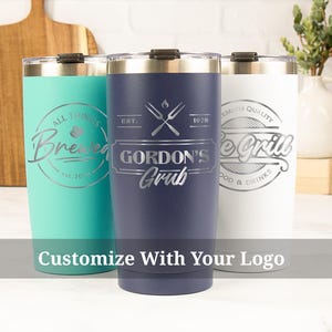 Custom Tumbler With Logo, Company Logo Gifts, Personalized Travel Mug, Gifts for Employees, Corporate Gift for Him, Closing Gift for Buyers