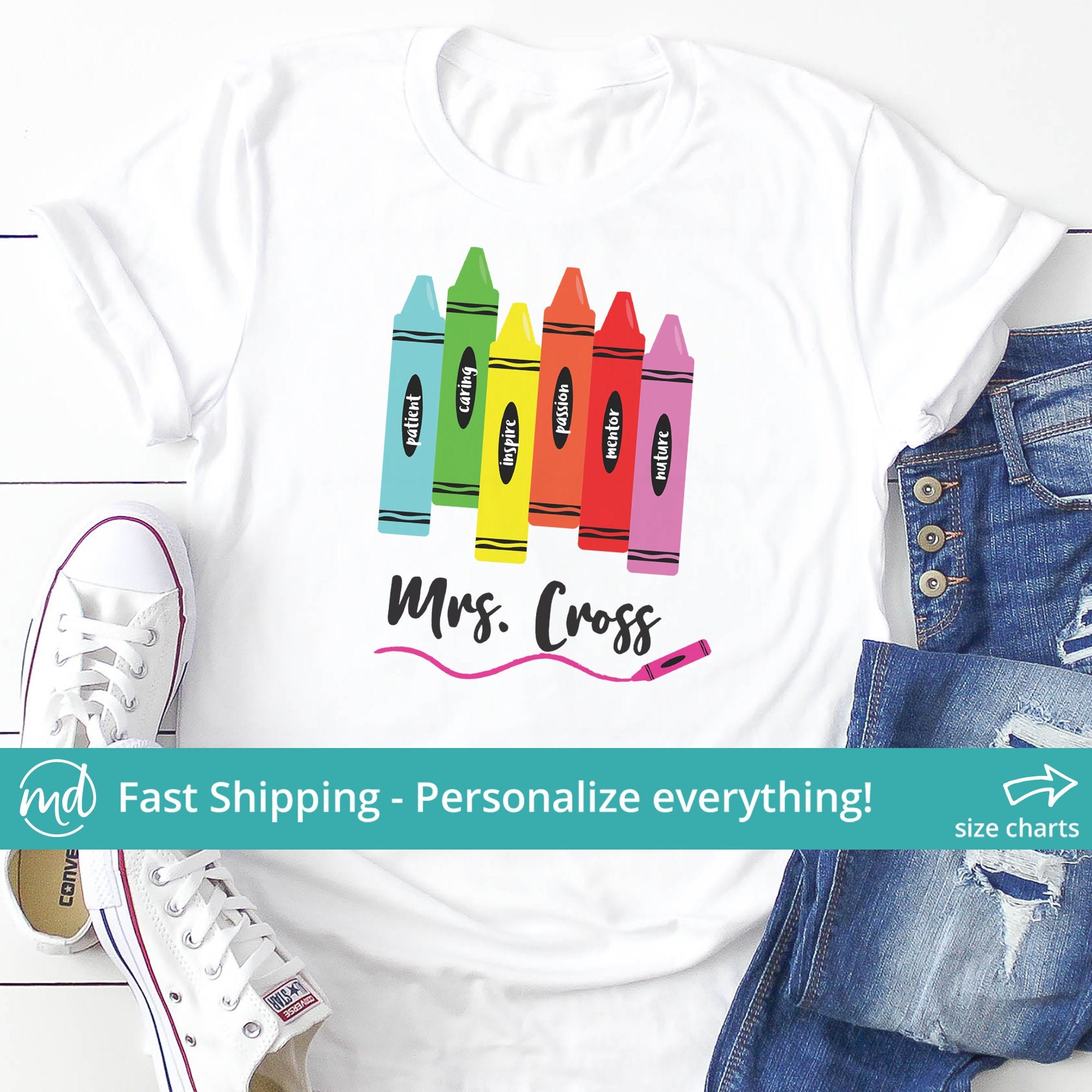 Teacher crayon shirt Clearance