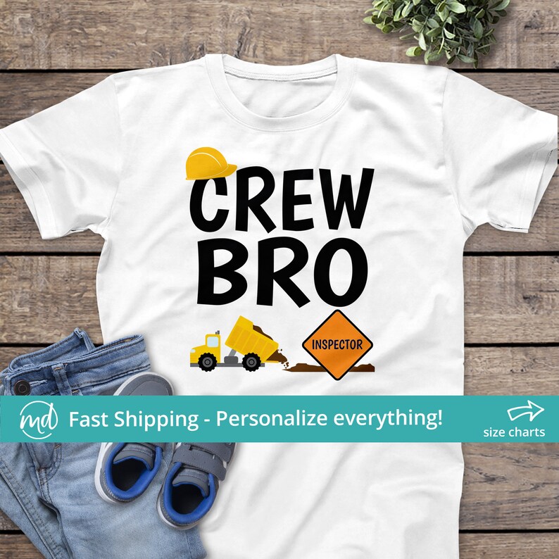 Crew Sis Shirt, Matching Sister Construction Shirt, Crew Sister Construction Tshirt, Coordinating Family Construction Birthday Shirts image 4