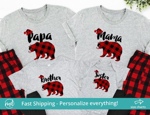 Mama Bear Red Plaid Matching Family Christmas Pajama Design T-Shirt Mama Bear Red Plaid Matching Family Christmas Pajama Design T-Shirt