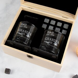 Grandpa Gift Personalized Whiskey Glass, Pregnancy Reveal Grandparents Pregnancy Announcement, Whiskey Gift Set, Gift For Grandpa Est 2026 image 5