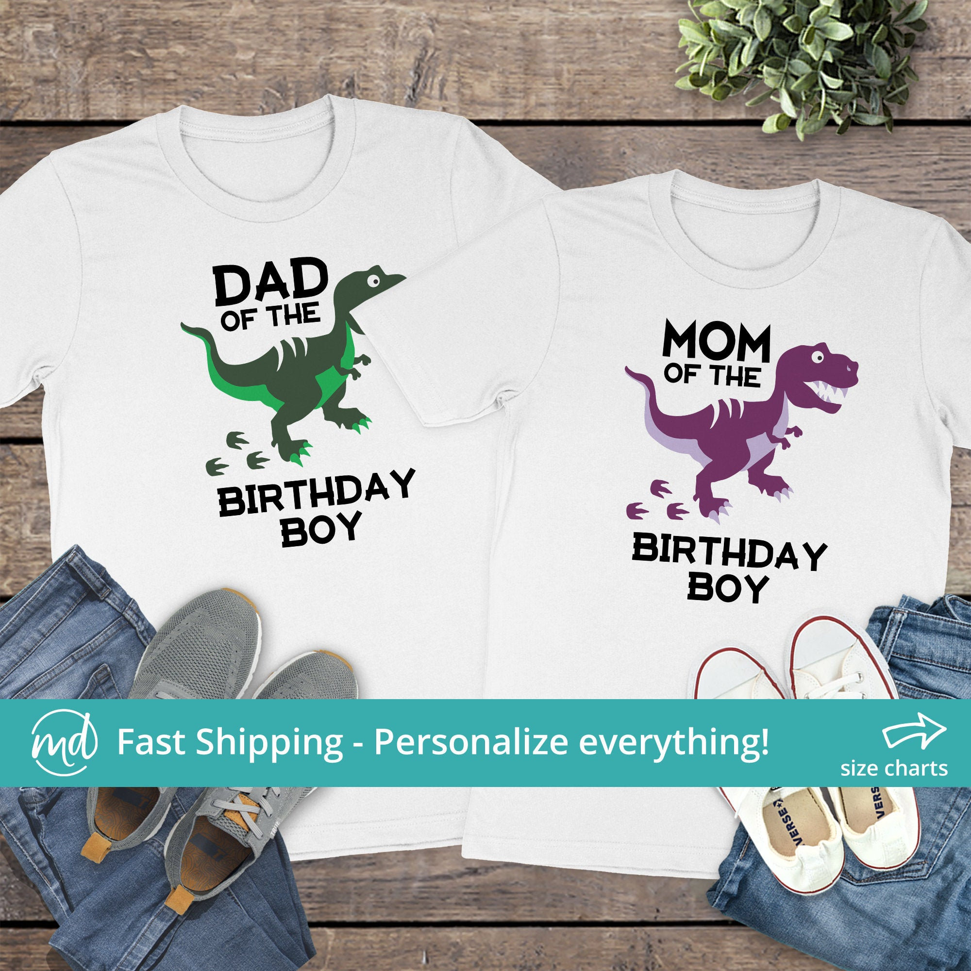 mom and dad dinosaur shirts