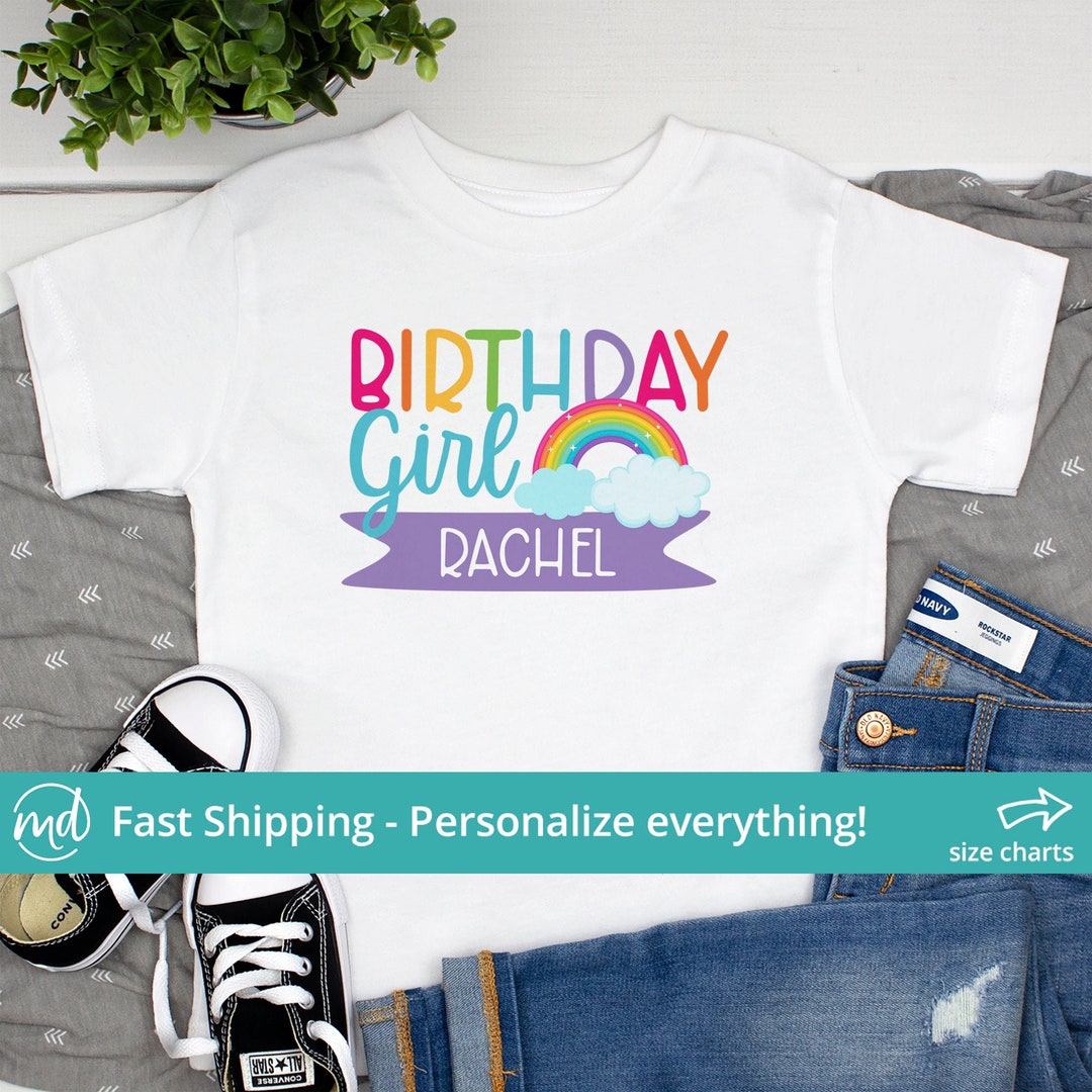 Rainbow Birthday Girl Shirt Toddler Birthday Shirt Girl Etsy