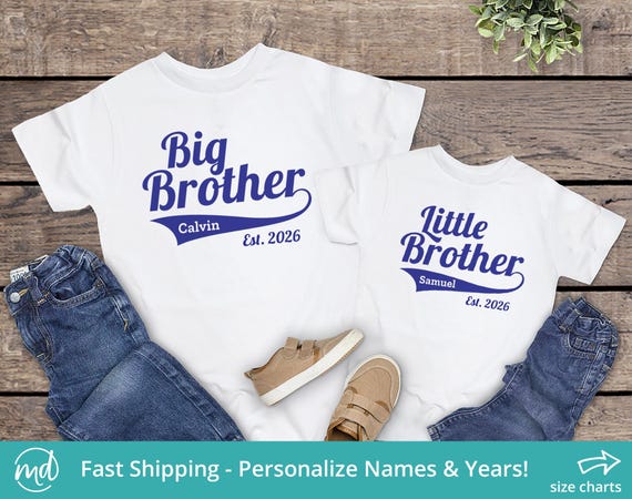 Big Brother Little Brother Shirts Personalized, Matching Brother Shirts, Gender Reveal Shirts for Brothers, Baby Brother Shirt Baby Boy Gift