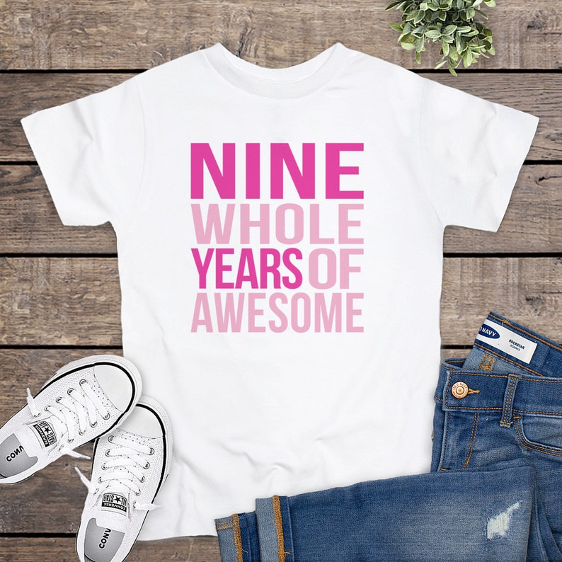 Nine Year Old Birthday Shirt, 9th Birthday Shirt Girl, Girls 9th Birthday Shirt, 9 Year Old Birthday Shirt Girl, Nine Year Old Girl Gifts image 4