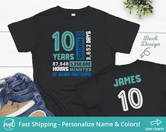 10 Years of Being Awesome Shirt, 10 Ten Years Of Awesome, Ten Year Old Birthday Shirt, 10th Birthday Shirt, 10 Year Old Boy Birthday Shirt
