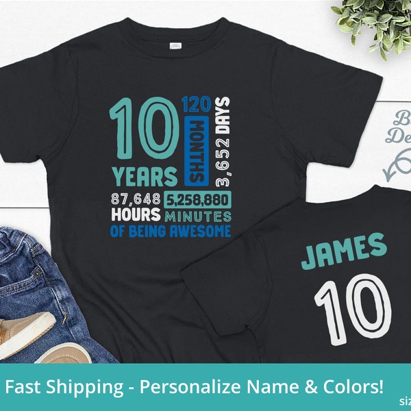 10 Years of Being Awesome Shirt, 10 Ten Years Of Awesome, Ten Year Old Birthday Shirt, Birthday Shirt for 10 Year Old Boy Birthday Shirt