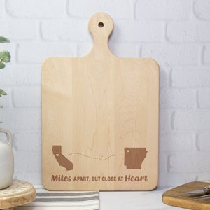 Miles Apart But Close At Heart Cutting Board, Miles Apart Gift, Long Distance Gifts For Mom, Charcuterie Board Personalized Cutting Board