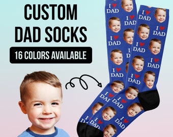 Calcetines personalizados para papá, calcetines del Día del Padre con caras, calcetines personalizados, regalo divertido para papá en el Día del Padre, calcetines con caras personalizadas