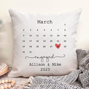 Personalized Engagement Pillow, Engagement Gifts, Engagement Date Gift, Personalized Pillow Cover, Gift For the Couple, Anniversary Pillow