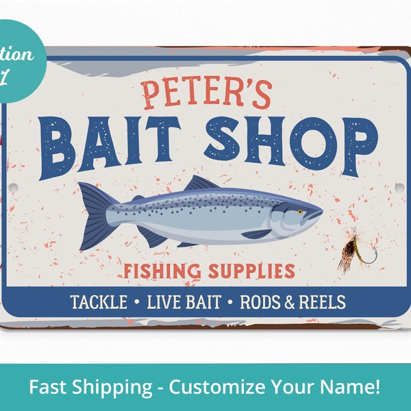 Dad Fishing Gift For Men, Bait Shop Sign, Bait Shop Decor, Custom Fishing Sign Outdoor, Personalized Fishing Gifts For Dad, Fathers Day Gift