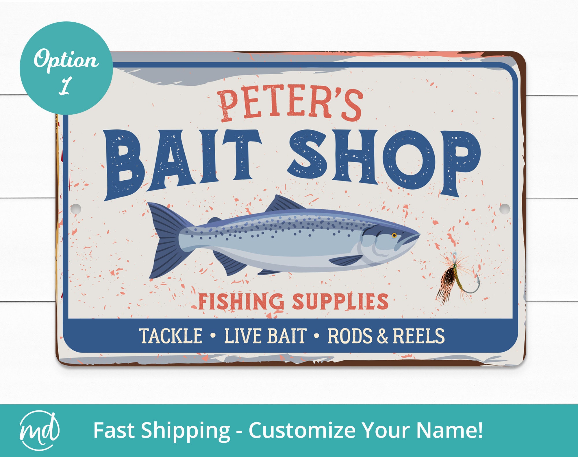  Personalized Bait Shop Sign Custom Name Rustic Decor