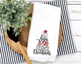 Christmas Decor For Kitchen Red Black, Buffalo Plaid Kitchen Towels, Holiday Tea Towel, Christmas Hand Towel For Bathroom With Loop MCHR-003