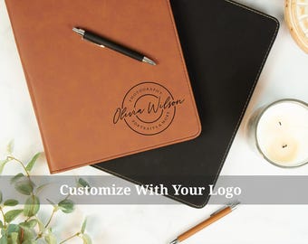 Business Logo Portfolio, Custom Padfolio, Faux Leather Portfolio with Logo, Small Business Gift, Office Gifts, Corporate Gifts with Logo