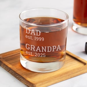 Grandpa Gift Personalized Whiskey Glass, Pregnancy Reveal Grandparents Pregnancy Announcement, Whiskey Gift Set, Gift For Grandpa Est 2026 image 3