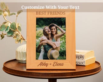 Custom Text Picture Frame Personalized, Wood Picture Frames 5x7, Photo Gifts for Friends, Engraved Picture Frame Personalized Gift for Him
