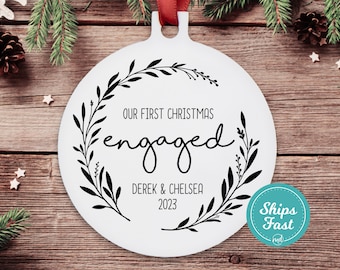 First Christmas Engaged Ornament 2024 Engagement Christmas Ornament, Engagement Ornament Personalized Engaged Christmas Ornament ORN-040